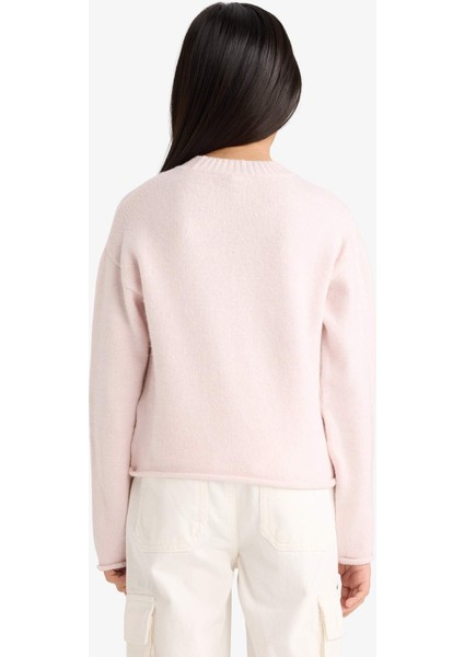 Kız Çocuk Standart Fit Bisiklet Yaka Triko Kazak F0108A825WN