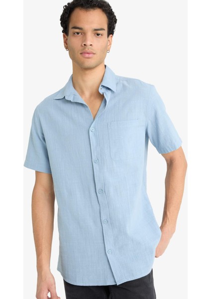 Slim Fit Dar Kesim Polo Yaka Kısa Kollu Gömlek F6343AX25AU