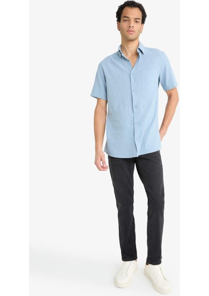 Slim Fit Dar Kesim Polo Yaka Kısa Kollu Gömlek F6343AX25AU fiyatları