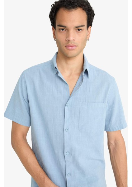 Slim Fit Dar Kesim Polo Yaka Kısa Kollu Gömlek F6343AX25AU fırsatları