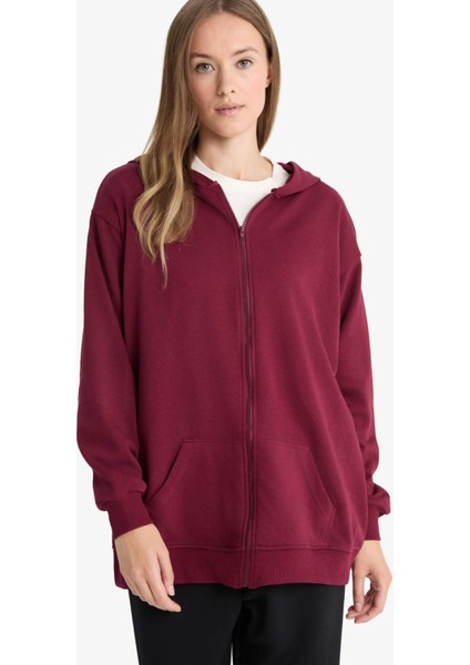 Regular Fit Kapüşonlu İçi Yumuşak Tüylü Kalın Fermuarlı Sweatshirt D1606AX25WN