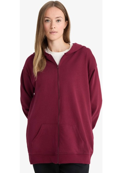 Regular Fit Kapüşonlu İçi Yumuşak Tüylü Kalın Fermuarlı Sweatshirt D1606AX25WN fırsatları