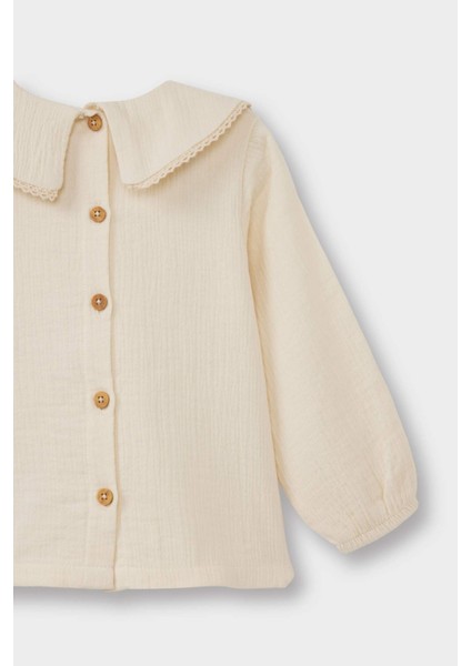 Kız Bebek Bebe Yaka Çiçekli Müslin Uzun Kollu Bluz G3494A525AU fırsatları