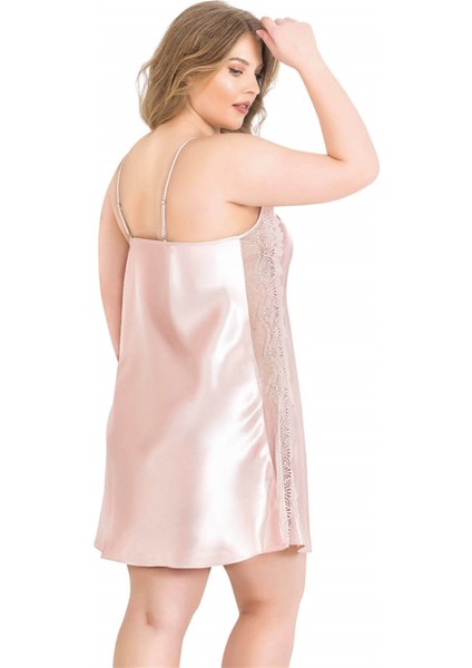 Büyük Beden Pudra Kısa Saten Gecelik fiyatları