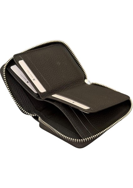 Siyah Hakiki Deri Fermuarlı Mini Boy Unisex Spor Cüzdan - 3035-SIYAH indirimleri
