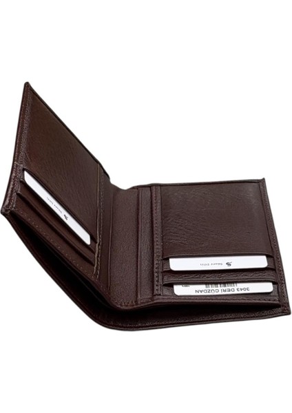 Kahverengi Hakiki Deri Çıkarılabilir Kartlıklı Dikey Model Spor Erkek Cüzdan - 3043-KAHVE fırsatları