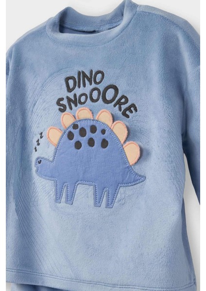 Erkek Bebek Pijama Takımı Dinozor Baskılı Uzun Kollu Welsoft Pelüş Üst Uzun Alt G1523A525WN modelleri