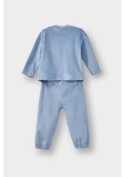 Erkek Bebek Pijama Takımı Dinozor Baskılı Uzun Kollu Welsoft Pelüş Üst Uzun Alt G1523A525WN fırsatları