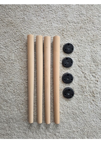 Ahşap Konik Ayak 45 cm 4'lü Açılı Aparatlarla Birlikte Boyasız ve Verniksiz