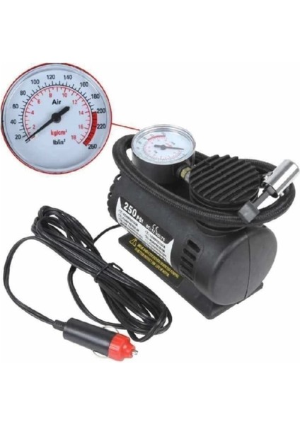 Oto Araç Mini Kompresör Hava Kompresörü 12 V 250 Psı Araba Hava Pompası Lastik Şişirici Taşınabilir ( Lisinya )