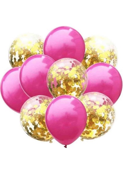 Krom Gold ve Şeffaf Konfetili Balon Seti