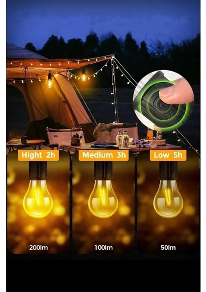 Taşınabilir Şarjlı LED Ampül Outdoor Kamp Bahçe Lambası 10W Askılı Kırılmaz LED Işık indirimleri
