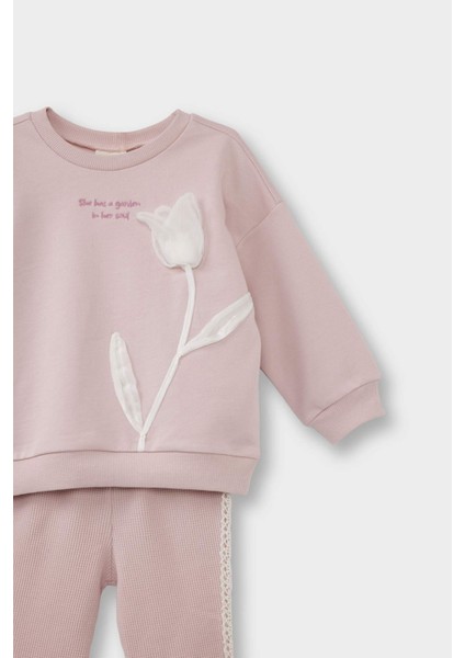 Kız Bebek 2'li Takım Çiçekli Sweatshirt İspanyol Paça Alt G3798A525AU modelleri