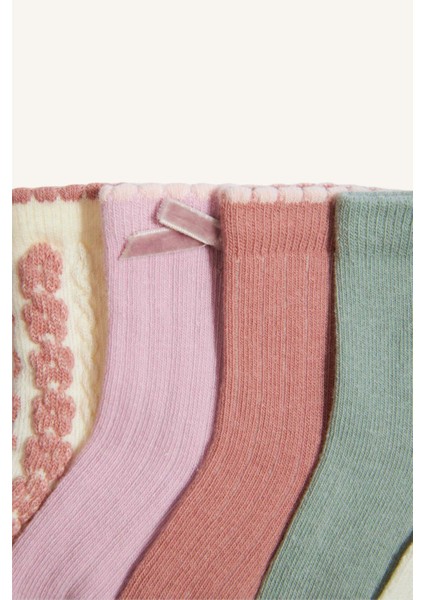 Kız Bebek Kaydırmaz Taban 5'li Pamuklu Uzun Çorap modelleri