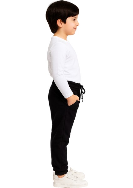 Çocuk Kışlık Pamuklu Eşofman Altı Çift Cepli Siyah modelleri