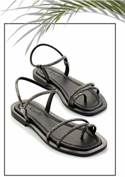 Platin Taşlı Hakiki Deri Kadın Sandalet K05826017903 modelleri
