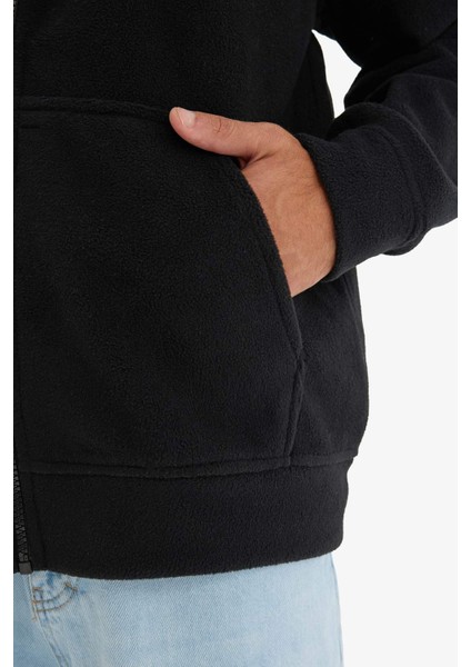 Boxy Fit Kapüşonlu Fermuarlı Polar Sweatshirt F0074AX25AU indirimleri