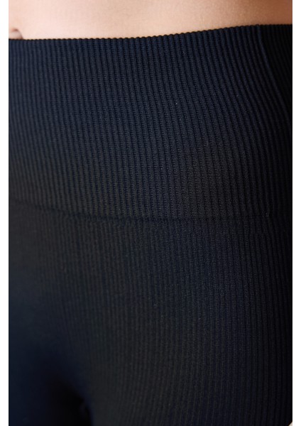 Siyah Dikişsiz (Seamless) Fitilli Sıcak Tutan Termal Etkili Yüksek Bel Tayt modelleri