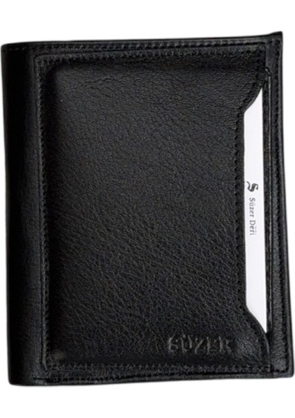 Siyah Hakiki Deri Çıkarılabilir Kartlıklı Dikey Model Spor Erkek Cüzdan - 3043-SIYAH fiyatları