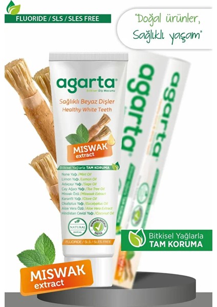 Asfstore Agarta Bitkisel Diş Macunu Misvak Özlü Tüp 100 ml