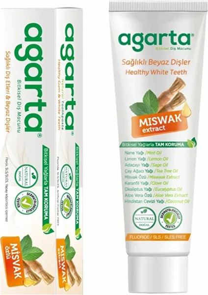 Asfstore Agarta Bitkisel Diş Macunu Misvak Özlü Tüp 100 ml modelleri