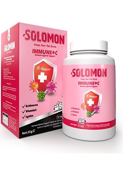 Solomon Immune+C Kedi ve Köpekler Için Bağışıklık Sistemini Destekleyici Tablet