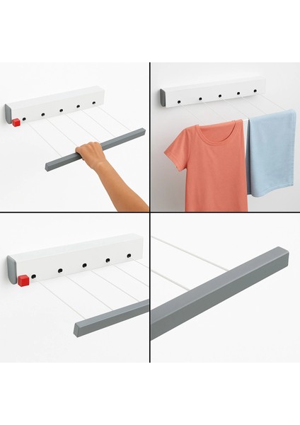 Ergonomik Çamaşırlık 5 Metre 5 Ip, Kaliteli Ipler, Önce Çek Sonra Sabitle, Kurulum Dahil modelleri