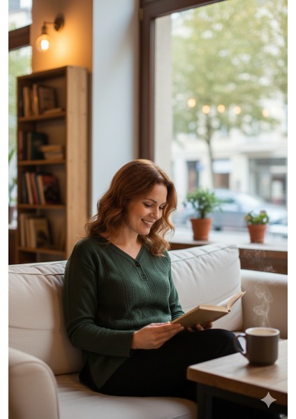 Kadın Kışlık Kendinden Motifli Armut Yaka Üç Düğmeli Normal Kesim Likralı Pamuklu Kardelen Dokuma Anne Kazak modelleri