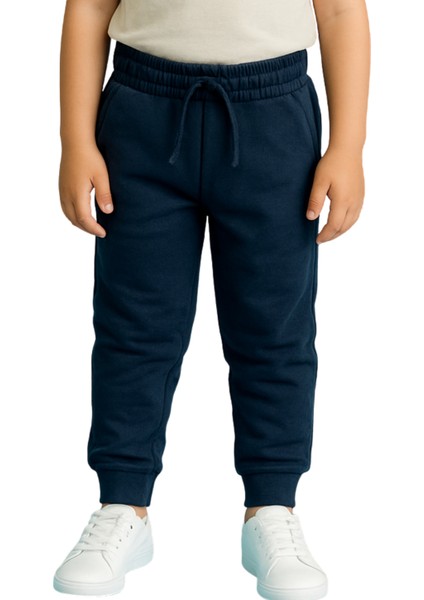 Çocuk Kışlık Pamuklu Eşofman Altı Çift Cepli Siyah