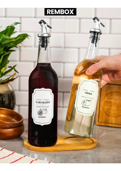 Ahşap Standlı 3'lü Gümüş Tıpalı Zeytinyağ Sirke ve Nar Ekşisi Seti 750 modelleri