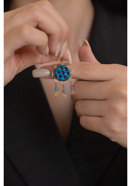 14 Ayar Altın Süryani Nazarlığı Yedi Gözlü Telkari Kolye Ucu modelleri