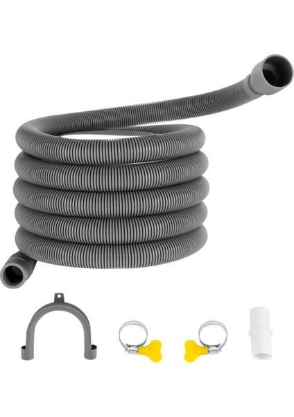 Tahliye Hortumu Uzatma Seti Evrensel Çamaşır Makinesi Hortumu 1m, Braket Hortum Bağlantısı ve Hortum Kelepçeleri Dahil Tahliye Hortumları (Yurt Dışından)