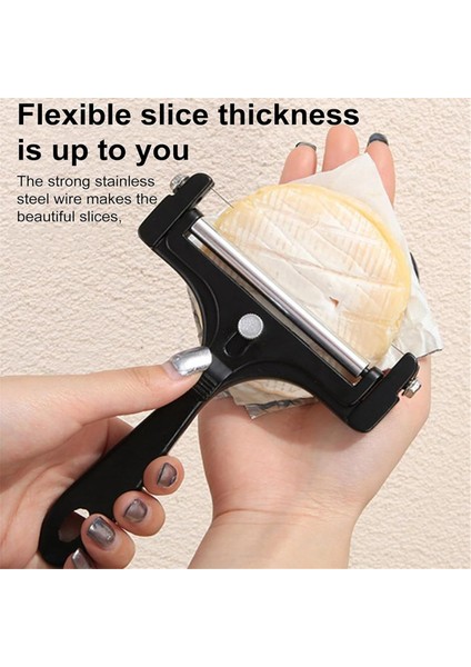 Mutfak Paslanmaz Çelik Tel Peynir Dilimleyici, Premium Peynir Rendeleyici, Ayarlanabilir Kalınlıkta Tereyağlı Peynir Kesici (Yurt Dışından) fırsatları