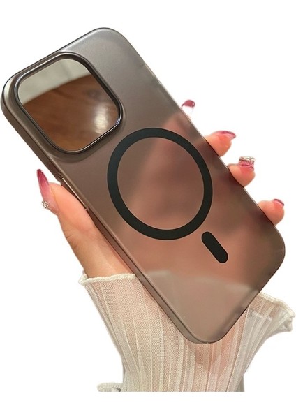 IPHONE15PLUS Cep Telefonu Kılıfı Için Uygun Ultra Ince Buz Sisi Manyetik Emme Yarı Saydam Buzlu Parmak Izi Önleyici Apple Sert Kapak (Yurt Dışından)