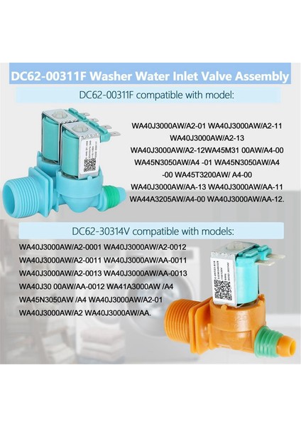Samsung Çamaşır Makinesi Için DC62-00311F&DC62-30314V Çamaşır Makinesi Su Giriş Vanası, AP5966624 PS11719654 EAP11719654'Ü Değiştirin (Yurt Dışından) modelleri