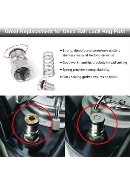 Ball Lock Fıçı Direği Hızlı Bağlantı Seti, Corny Fıçı Bağlantı Parçaları, Ev Yapımı Paslanmaz Çelik Corny Fıçı Direği 19/32-18 Dişi Dişli (Yurt Dışından) indirimleri