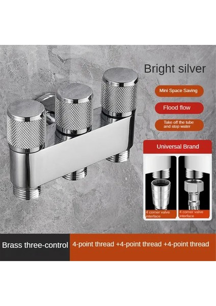 Pirinç Tek Giriş Üç Çıkış Üç Yollu Kontrol Çamaşır Makinesi Krom/gri Musluk Üç Yollu Üçgen Vana G1/3 Mini Gümüş (Yurt Dışından) fırsatları