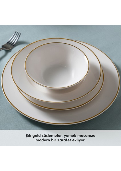 Elegance Bone Rebeca 24 Parça 6 Kişilik Yemek Takımı Gold