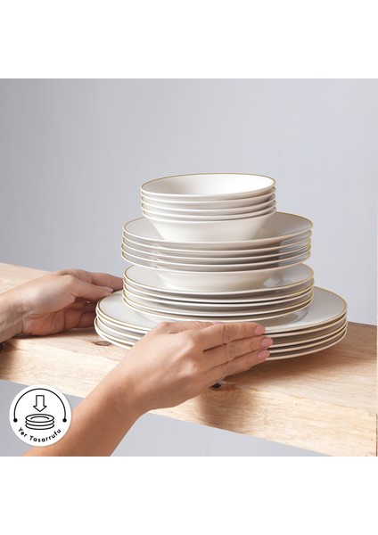 Elegance Bone Rebeca 24 Parça 6 Kişilik Yemek Takımı Gold