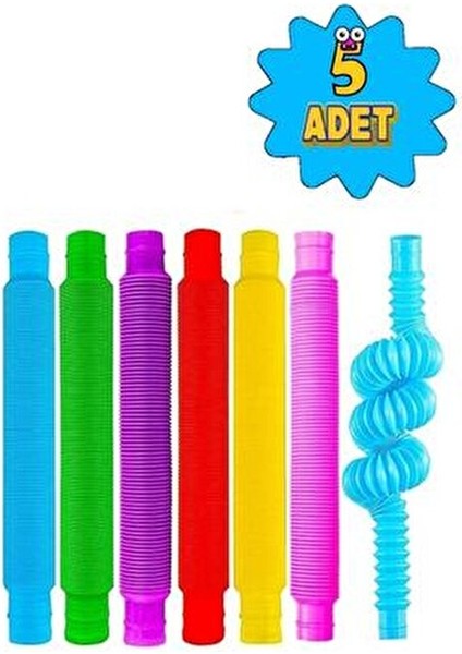 Fidget 5 Li Set Stres Giderici Pop Tubes Renkli Eğlenceli Oyun 5 Adet 2-4 Yaş İçin fiyatları
