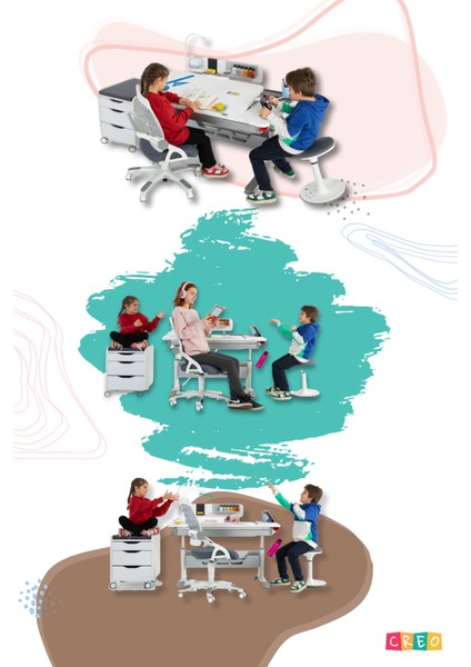 Sirius Basic Kompakt Öğrenci Masası Unisex Çekmeceli Yükseklik Ayarlı Çalışma Masası - 120x75 Cm, Ekru/Gri