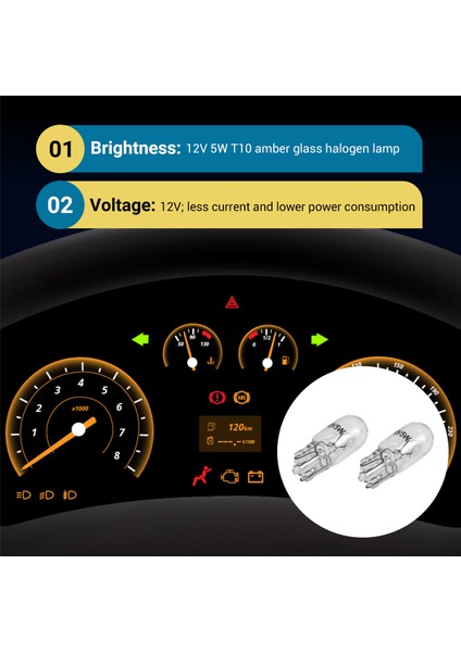 Araba T10 12V 5W 168 194 W5W Halojen Ampul Gösterim Kümesi Gösterge Gösterge Lambası Okuma Işıkları 10 Paket Sıcak Beyaz (Yurt Dışından) indirimleri