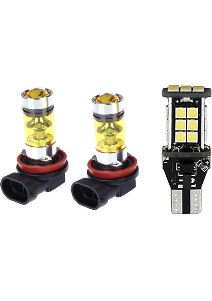 3 Adet LED Ampul 2pcs LED Figs Fog Fog Found 2828 20 LED Far Lambası ve 1pcs W16W LED Ters Işık 24 Smd 3030 LED Ampul (Yurt Dışından)