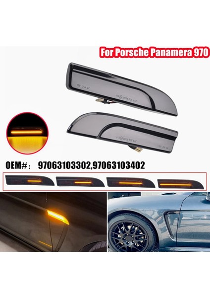 Porsche Panamera Için LED Yan Işaretçi Işık Akışı Çamurluk Lambası 970 Şasi G1 Dinamik Dönüş Sinyalleri 97063103302 97063103402 (Yurt Dışından) modelleri