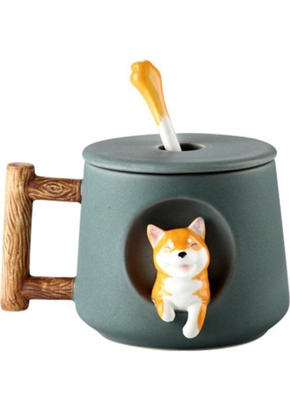 420ML Karikatür Seramik Kupa Sevimli 3D Shiba (Yurt Dışından)
