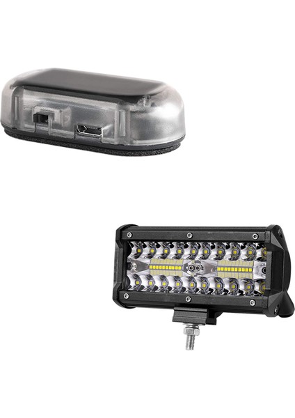 7 Inç 120W Combo LED Işık Çubukları Spot Taşkın Işın ve Araba Güneş Gücü Simüle Kukla Alarm Uyarısı Hırsızlık Önleme Işığı (Yurt Dışından) fiyatları