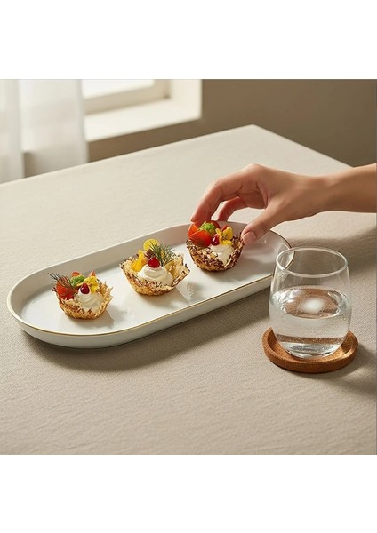 Bilbao 33X21 cm Kayık Tabak Mat Altın File fiyatları