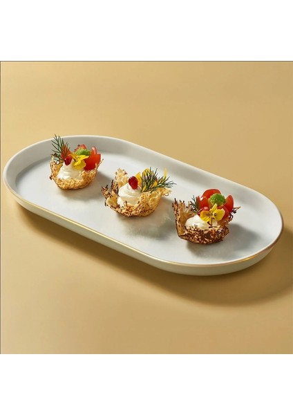 Bilbao 33X21 cm Kayık Tabak Mat Altın File modelleri