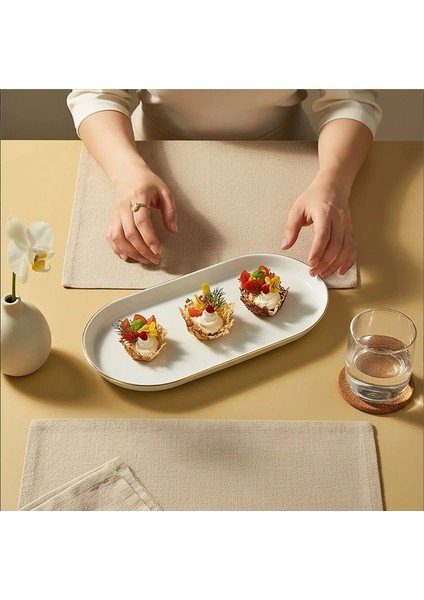 Bilbao 33X21 cm Kayık Tabak Mat Altın File fırsatları