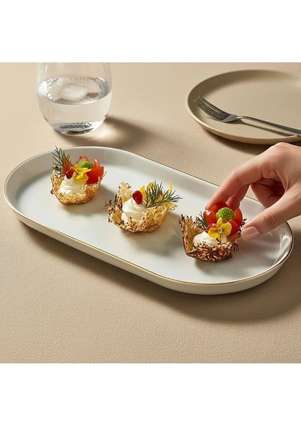 Bilbao 33X21 cm Kayık Tabak Mat Altın File indirimleri